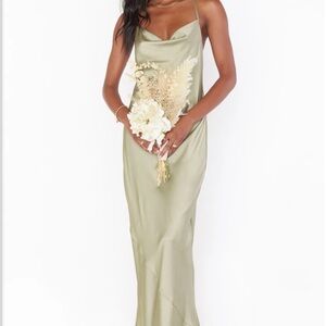 Show Me Your Mumu Tuscany - Moss Green Satin Slip Dress